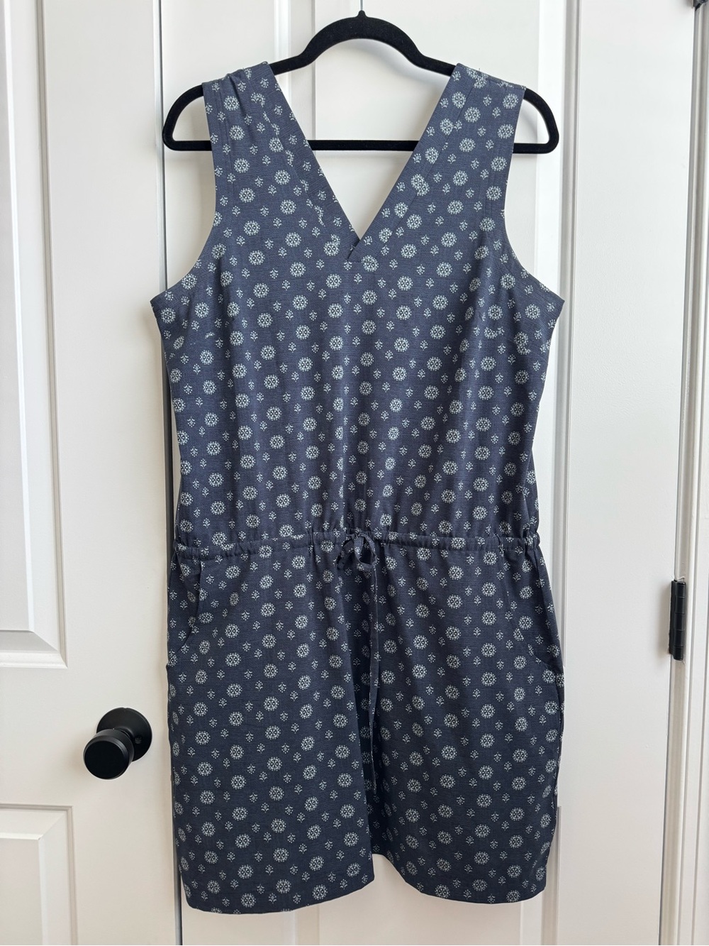 Toad&Co Blue Geo Drawstring Active Travel Dress M